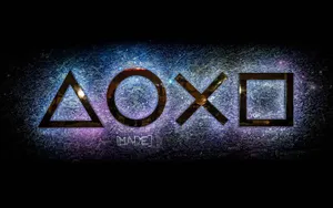 Large Cool Ps4 Controller Icons In Gold With Galaxy Dust Effect Wallpaper
