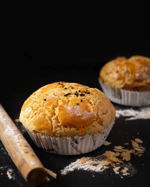 Large Muffins With Rolling Pin Wallpaper
