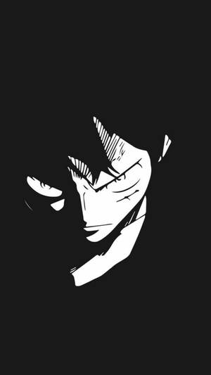 Larger Than Life - Angry Luffy Pfp In Majestic Black And White Illustration Wallpaper