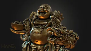 Laughing Buddha And Chinese Dragon Wallpaper