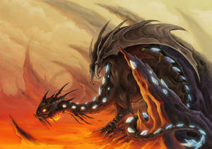 Lava Dragon Illuminating The Night Wallpaper