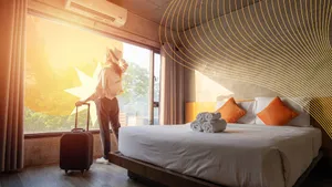 Lavish Vacation Hotel Room With Beach View Wallpaper