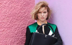 Lea Seydoux Pink Wall Wallpaper