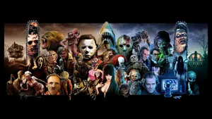 Leatherface Monsters Mash Up Art Wallpaper