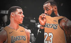 Lebron James Lonzo Ball Lakers Staring Wallpaper