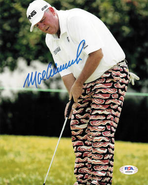 Legendary Golfer Mark Calcavecchia In His Vibrant Bacon Pants Wallpaper