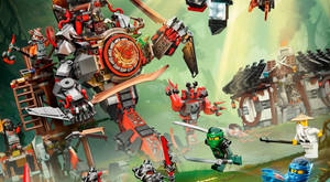Lego Ninjago Fighting Mechanised Robot Wallpaper