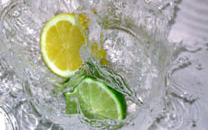 Lemon Lime Splash Citrus Water Wallpaper