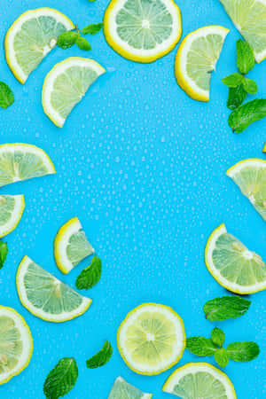 Lemon Slices On Blue Background Iphone Wallpaper