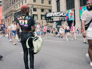 Lesbian With Lgbt T-shirt In Street Wallpaper