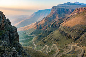 Lesotho Sunset Road Crossing Wallpaper