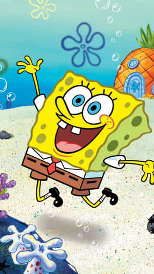 Let's Get This Party Started With The Spongebob Iphone - Perfect For Watching Your Favorite Cartoons! Wallpaper