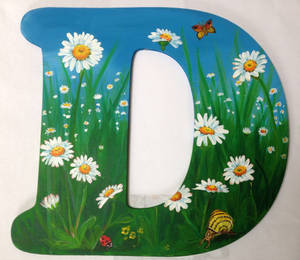 Letter D White Daisies Wallpaper