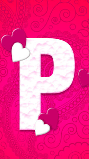 Letter P On Pink Hearts Wallpaper