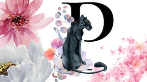 Letter P Panther And Flowers Wallpaper