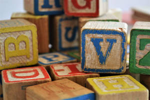Letter V Toy Blocks Wallpaper