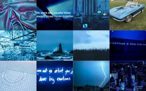 Life Looks Better In A Blue Collage Wallpaper