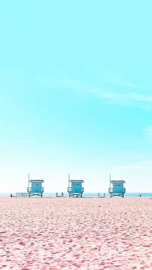 Lifeguard Huts On The Beach Wallpaper