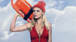 Lifeguard With Rescue Can And Beanie Wallpaper