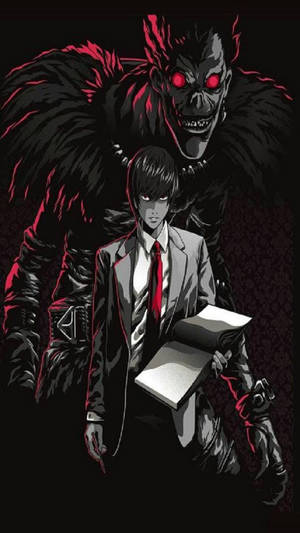 Light And Ryuk - The Unholy Alliance From Death Note On Iphone Wallpaper Wallpaper