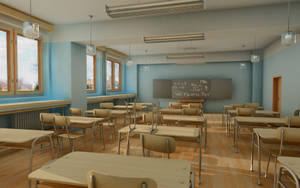 Light Blue 3d Classroom Wallpaper