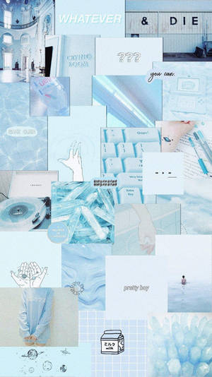 Light Blue Aesthetic Iphone Montage Wallpaper