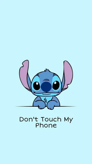 Light Blue Don’t Touch My Phone Stitch Wallpaper