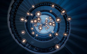 Light Bulbs In Spiral Stairs Wallpaper
