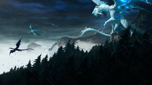 Light Dragon In Forest Wallpaper