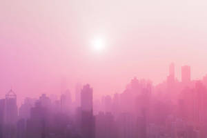 Light Pink City View Wallpaper