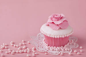 Light Pink Cupcake Wallpaper