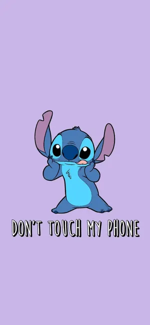 Light Purple Don’t Touch My Phone Stitch Wallpaper