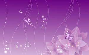 Light Purple Flowers With Butterflies Wallpaper
