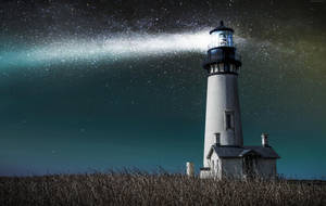 Lighthouse Starry Sky Wallpaper