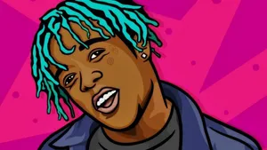Lil Uzi Vert Pink Cartoon Art Wallpaper