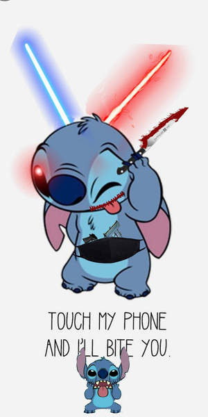Lilo's Naughty Sidekick Stitch Protecting Your Phone Wallpaper