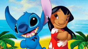 Lilo Stitch Beach Side Posing Wallpaper