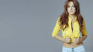 Lindsay Lohan Yellow Cropped Jacket Wallpaper