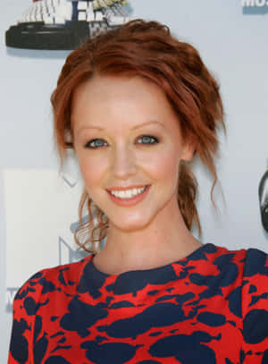 Lindy Booth Red Blue Dress Event Wallpaper