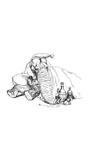 Line Art Elephant With A Wrapped Trunk Wallpaper