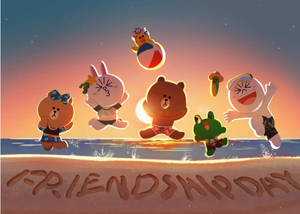 Line Friends At The Beach Wallpaper