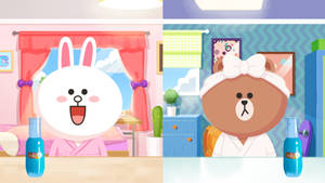 Line Friends Cony And Choco In A Robe Wallpaper