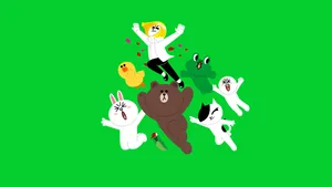 Line Friends In Green Wallpaper