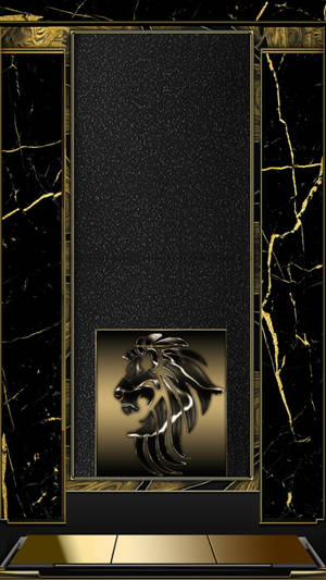 Lion Black And Gold Marble Wallpaper