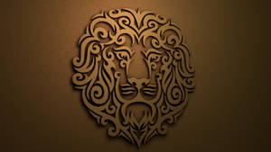 Lion Head Brown Wall Sculpture Wallpaper