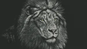 Lion Head In Grayscale Wallpaper