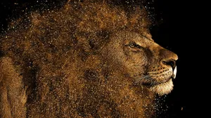 Lion Head Particles Artwork Wallpaper