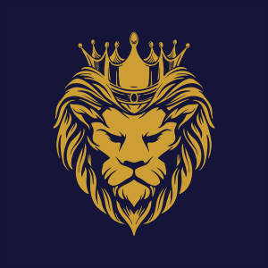 Lion Head With Crown In Blue Wallpaper