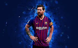 Lionel Messi 2020 In Blue Background Wallpaper