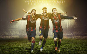 Lionel Messi, Luis Suarez And Neymar Jr. Of Fc Barcelona In A Match. Wallpaper